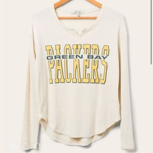 Women Junk Food NFL Greenbay Packers Waffle Knit Long Sleeeve Thermal Henley‎ XS